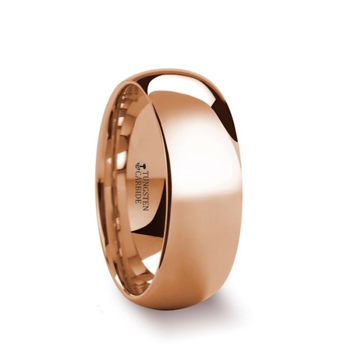 SOL Traditional Domed Rose Gold Plated Tungsten Carbide Wedding Ring - 4mm - 8mm