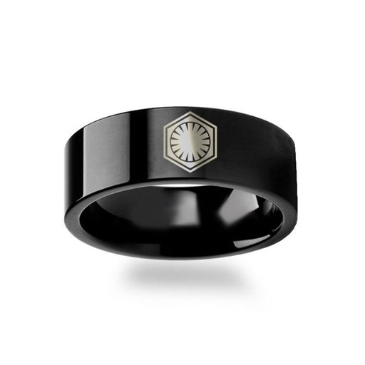 Star Wars Force Awakens First Order Ring Symbol Black Tungsten Carbide Ring - 4mm - 12mm