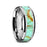 PIERRE Men’s Polished Tungsten Wedding Band with Light Blue Turquoise Stone Inlay & Polished Beveled Edges - 8mm