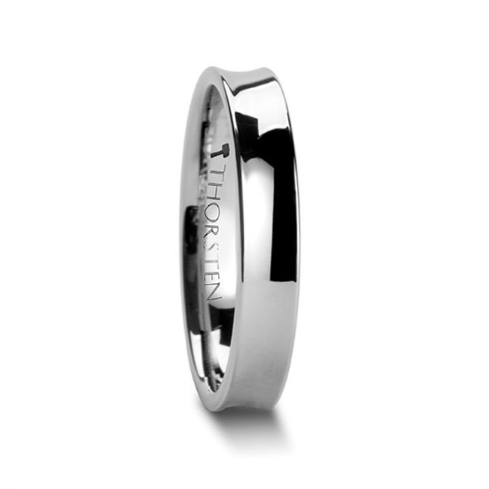 WASHINGTON Concave Tungsten Wedding Band with Polished Finish - 4mm - 8mm