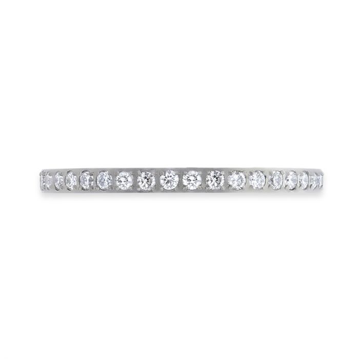 EMILIA Flat Polished Titanium Women's Wedding Ring With Small Lab-Created White Diamonds Setting - 2mm