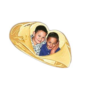 14K Yellow Gold Heart Photo Ring Jewelry
