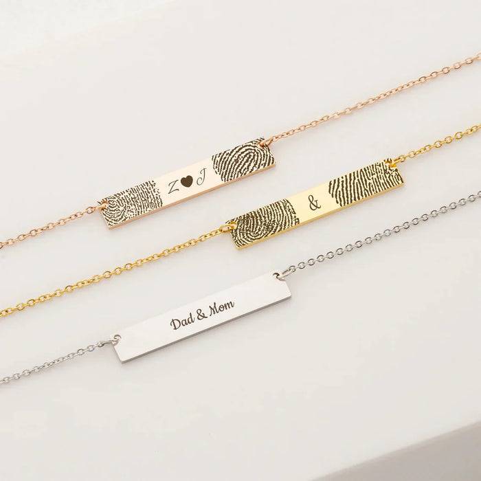 2 Fingerprint Bar Memorial Necklace-Jewelry-Anavia-Afterlife Essentials