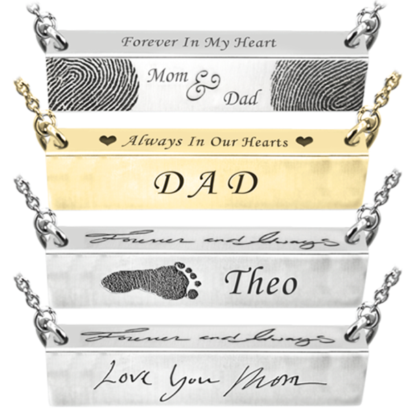 Personalized Bar Pendant Horizontal- Chamber Memorial Jewelry