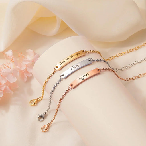 Custom Handwriting Large Bar Bracelet-Jewelry-Anavia-Afterlife Essentials