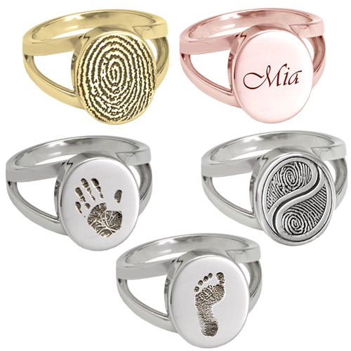 Personalized Elegant Oval "V" Ring
