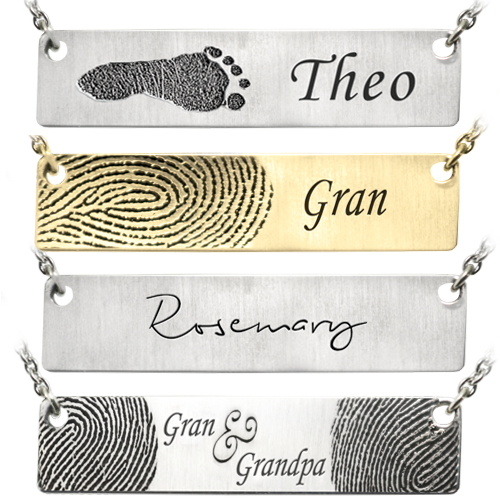 Personalized Bar Pendant Horizontal- Flat Memorial Jewelry