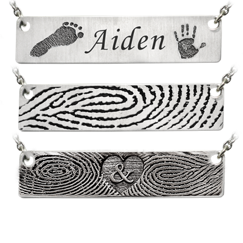 Personalized Bar Pendant Horizontal- Flat Memorial Jewelry