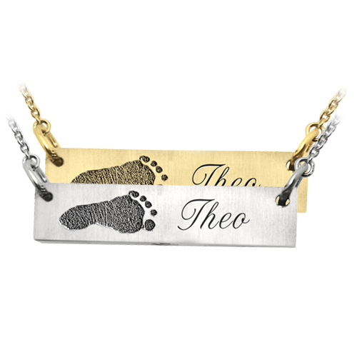Personalized Bar Pendant Horizontal- Flat Memorial Jewelry