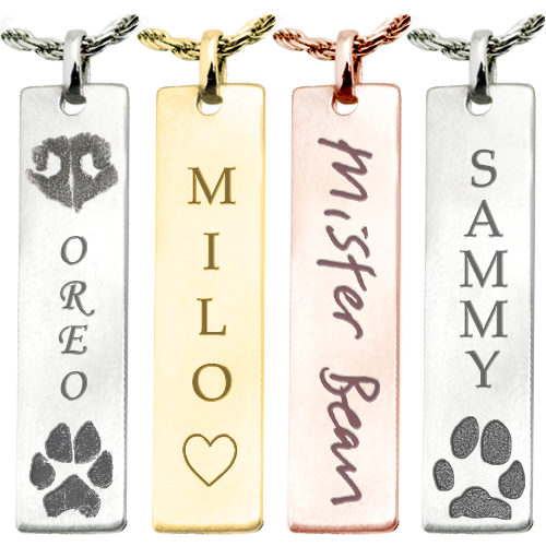 Personalized Bar Pendant Vertical- Flat Memorial Jewelry
