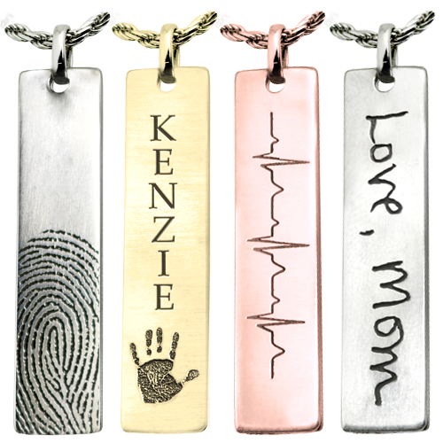 Personalized Bar Pendant Vertical- Flat Memorial Jewelry