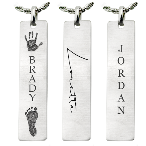 Personalized Bar Pendant Vertical- Flat Memorial Jewelry
