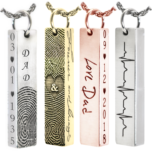 Personalized Bar Pendant Vertical- Chamber Memorial Jewelry