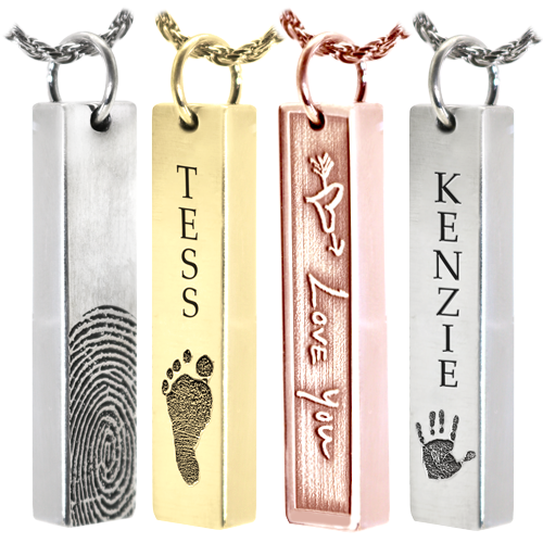 Personalized Bar Pendant Vertical- Chamber Memorial Jewelry