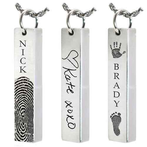 Personalized Bar Pendant Vertical- Chamber Memorial Jewelry