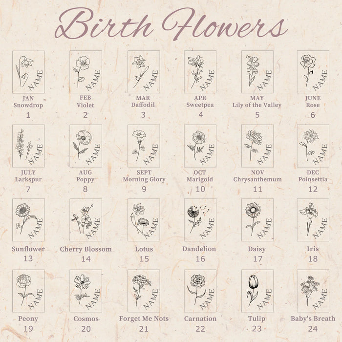 Square Birth Flower and Name Photo Locket Necklace-Jewelry-Anavia-Afterlife Essentials