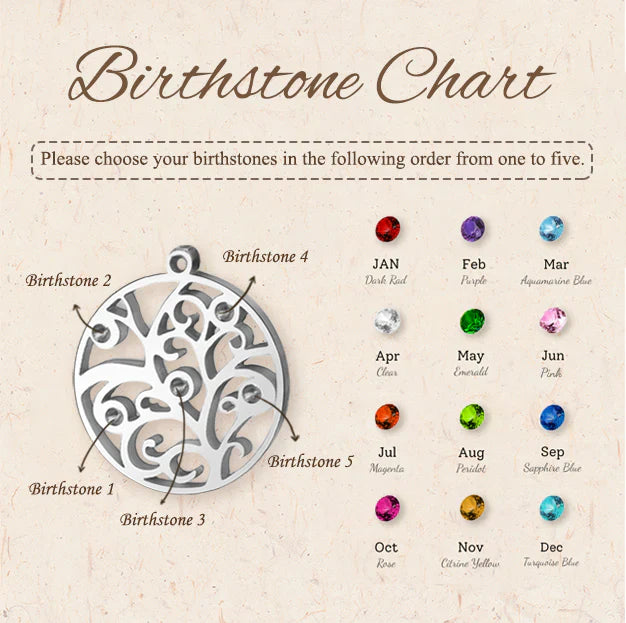 Custom Birthstone Tree of Life Necklace-Jewelry-Anavia-Afterlife Essentials