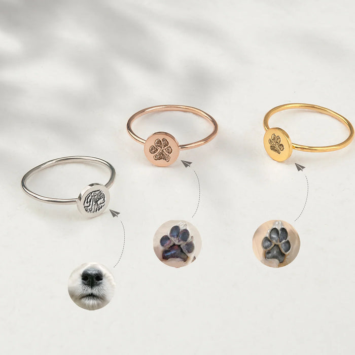 Personalized Paw Print/ Nose Print Pet Ring-Jewelry-Anavia-Afterlife Essentials