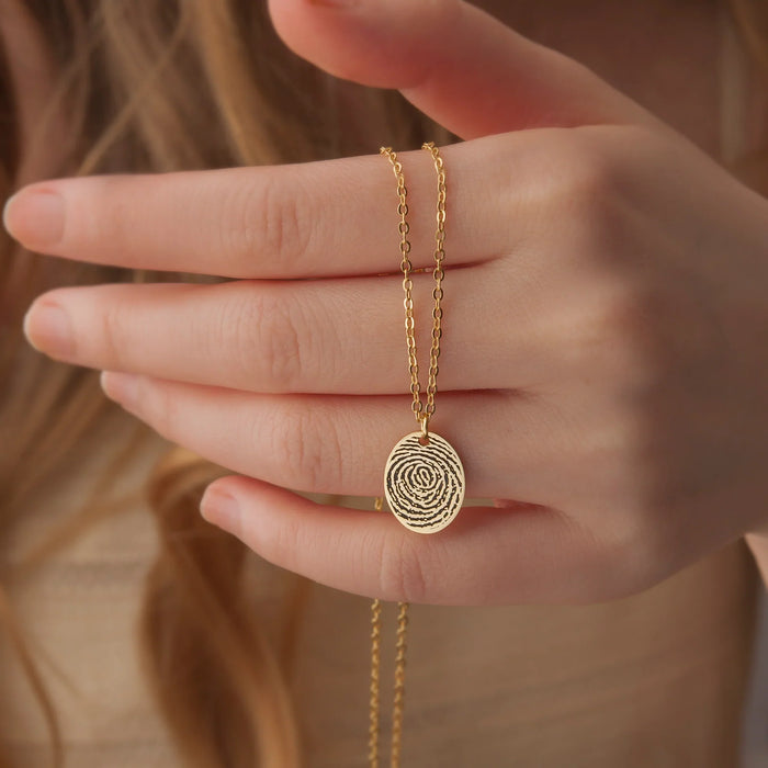 Oval Fingerprint Memorial Necklace-Jewelry-Anavia-Afterlife Essentials