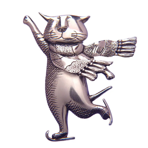 Skating Cat Edward Gorey Pin