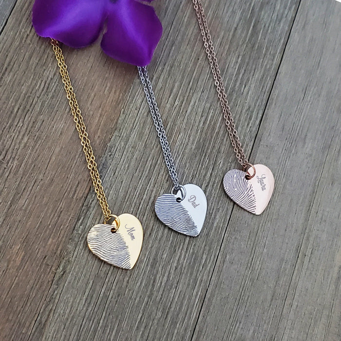 Half Heart Fingerprint Memorial Necklace-Jewelry-Anavia-Afterlife Essentials