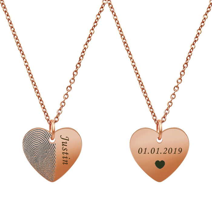 Half Heart Fingerprint Memorial Necklace-Jewelry-Anavia-Afterlife Essentials