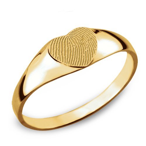 Custom Women's Fingerprint Heart Signet Ring Jewelry