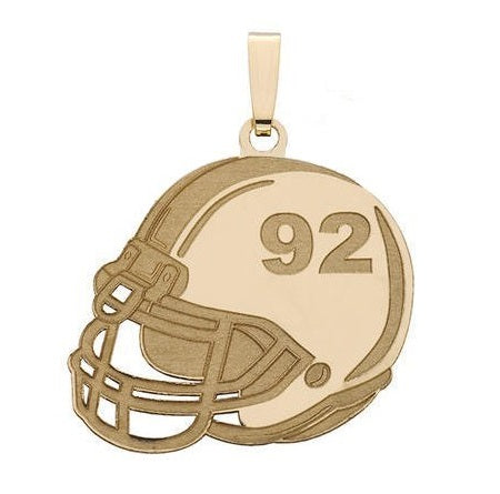 Custom Football Helmet Pendant w/ Number Jewelry — Tender Essentials Custom Football Helmet Pendant w/ Number Jewelry — Tender Essentials