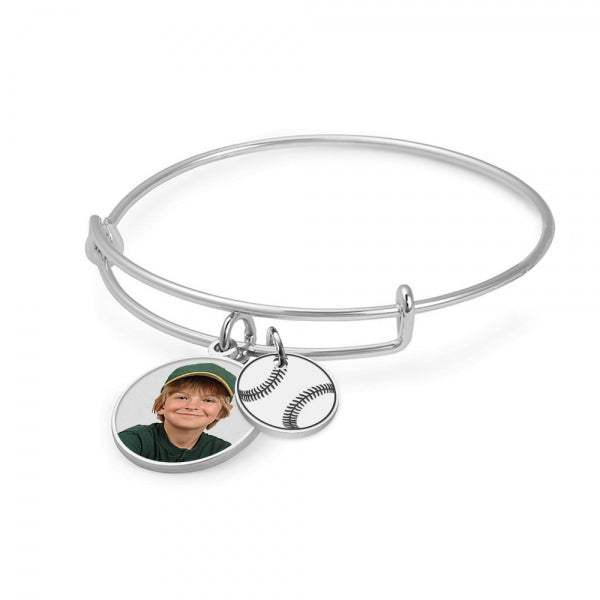 Photo Charm Expandable Bracelet with Baseball Charm Jewelry