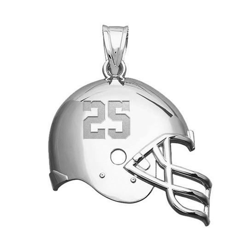 Custom Football Helmet Pendant w/ Number Jewelry