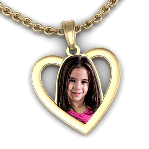Heart with Outline Cut-out Photo Pendant Charm Jewelry