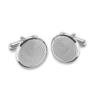 Sterling Silver Custom Fingerprint Round Cufflinks Jewelry