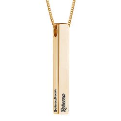 Personalized Vertical 3D Name Bar Necklace Jewelry