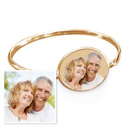 Oval Photo Engraved Bangle Bracelet Jewelry