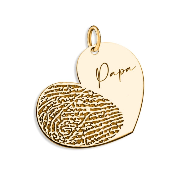 Personalized Fingerprint Dangle Heart Pendant w/ Name Jewelry