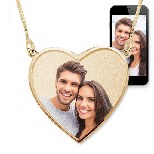 Heart with Border Photo Pendant Charm with Two Loops Jewelry