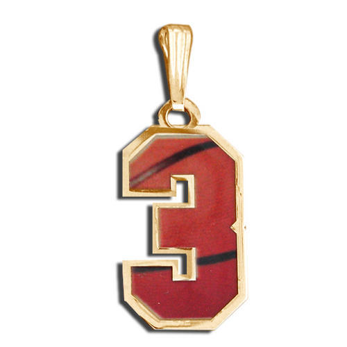 Basketball Color Enameled Single Number Pendant or Charm Jewelry