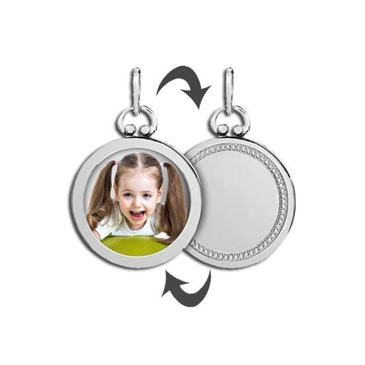 Sterling Silver Open Face Photo Pendant w/ Engravable Back Jewelry