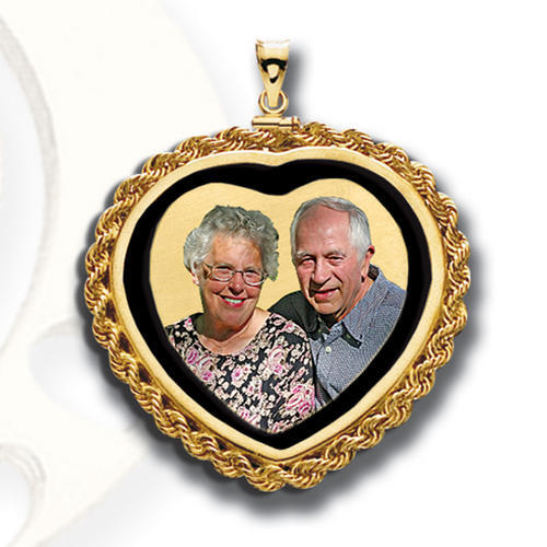 Mother Of Pearl or Onyx Heart with Rope Frame Jewelry