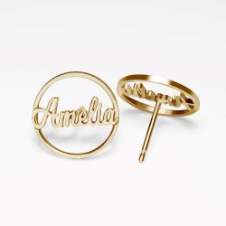 Circle Name Script Earrings Jewelry