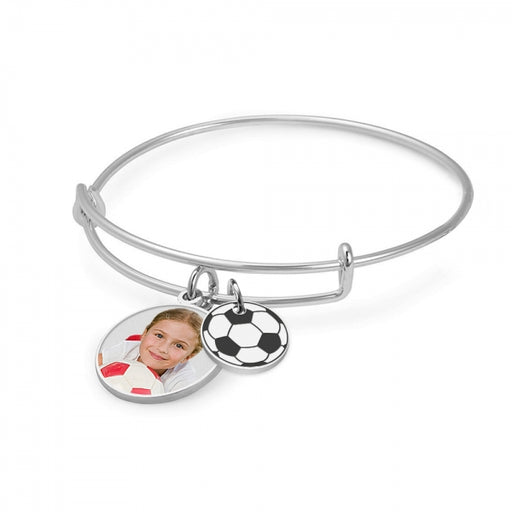 Photo Charm Expandable Bracelet with Soccer Charm Jewelry