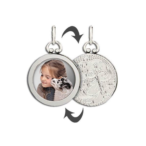 Sterling Silver Open Face Photo Pendant w/ Grooved Back Jewelry