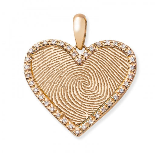 Diamond Frame Heart Fingerprint Necklace Jewelry