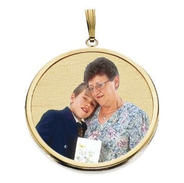 Large Round w/ Bezel Frame and Protective Crystal Photo Pendant Jewelry