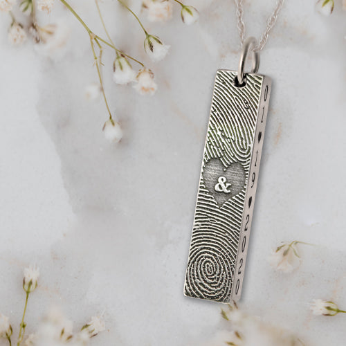 Personalized Bar Pendant Vertical- Chamber Memorial Jewelry