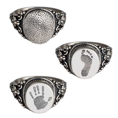 Personalized Antique Round Ring Cremation Jewelry