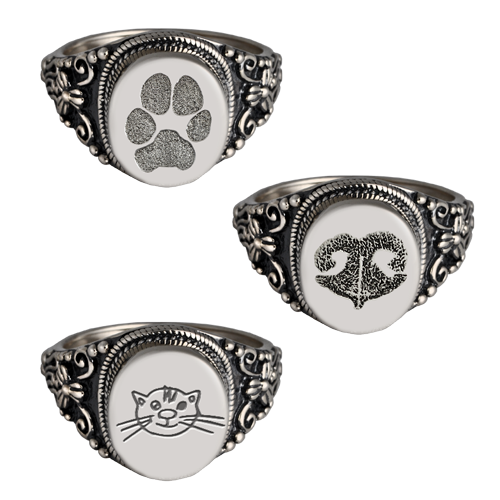 Personalized Antique Round Ring Cremation Jewelry