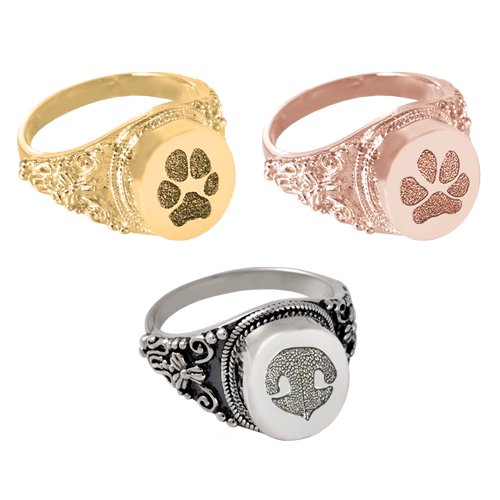 Personalized Antique Round Ring Cremation Jewelry