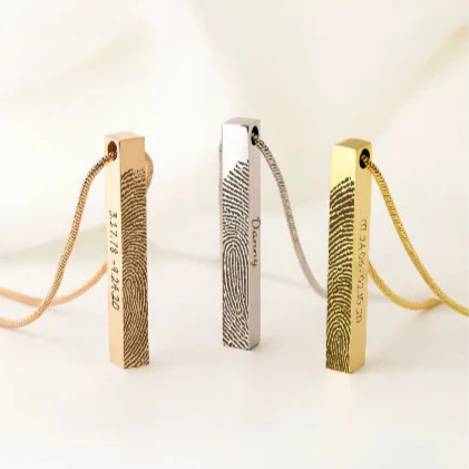 4-Sided Bar Fingerprint Memorial Necklace-Jewelry-Anavia-Afterlife Essentials