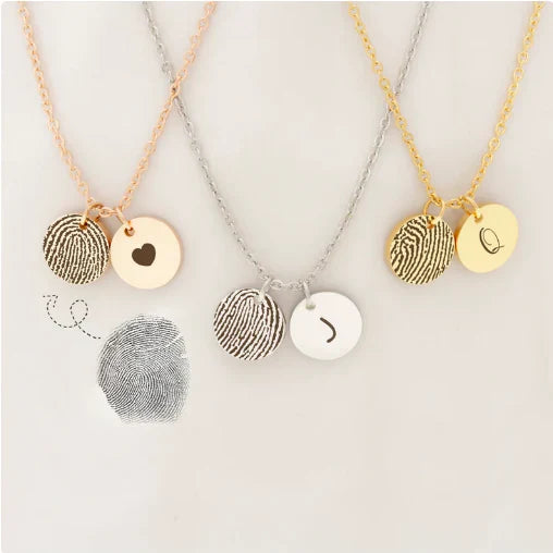 2 Mini Disc Fingerprint Memorial Necklace-Jewelry-Anavia-Afterlife Essentials
